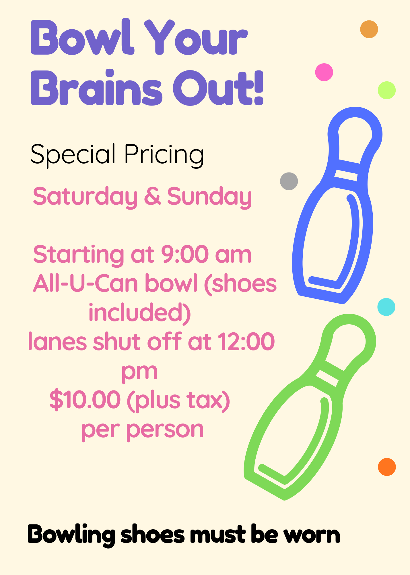 let's go bowling: special pricing